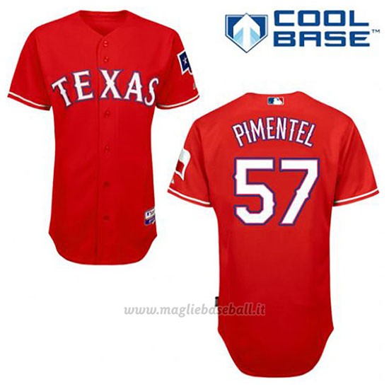 Maglia Baseball Uomo Texas Rangers Stolmy Pimentel 57 Rosso Alterner Cool Base